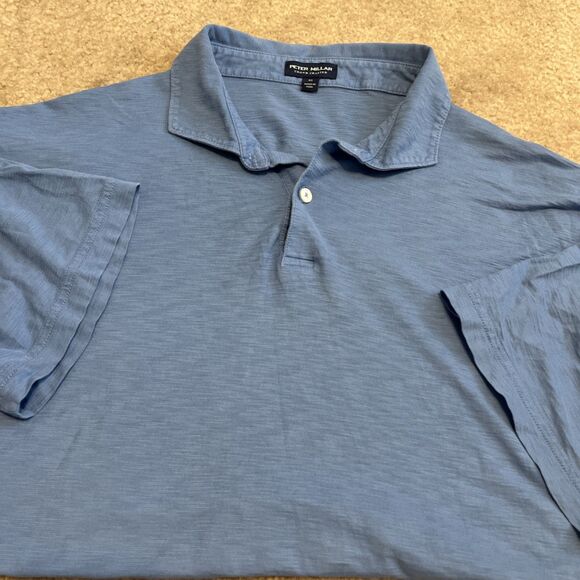 PETER MILLAR Crown Crafted Men's Polo Shirt Short Sleeves Cotton Blue Size XL - Picture 3 of 11
